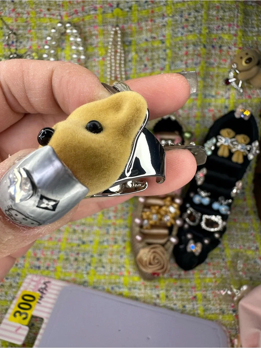 YVMIN Plush Bear Head Ring Ring